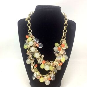 LOFT Multi Strand Gold Tone Chain Link Beaded Necklace